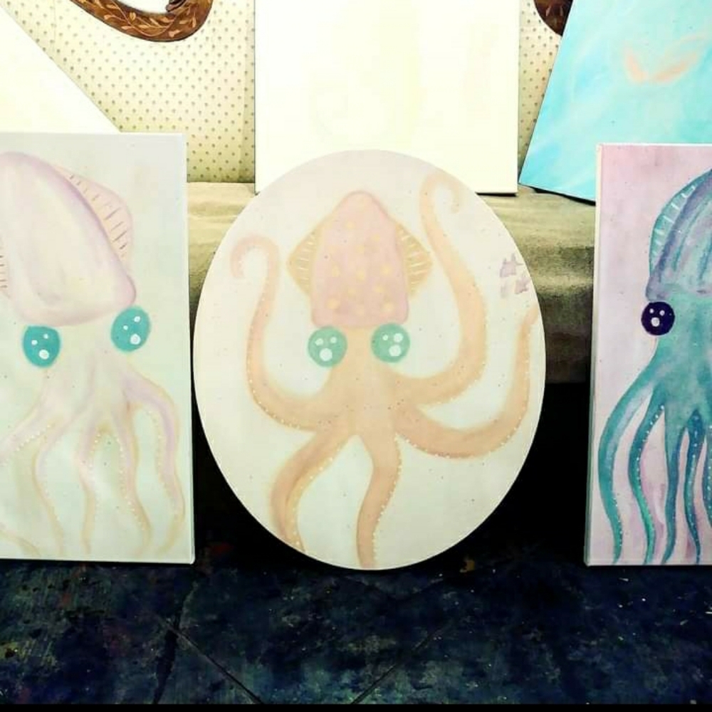 Marine life original pastel paintings